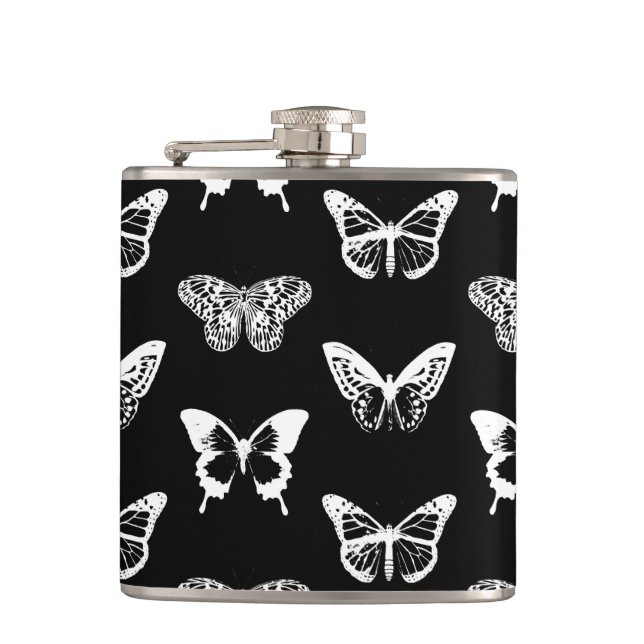 Flasques Croquis papillon, blanc et noir (Devant)