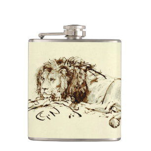 Flasques Croquis vintage d'encre Rembrandt d'un lion