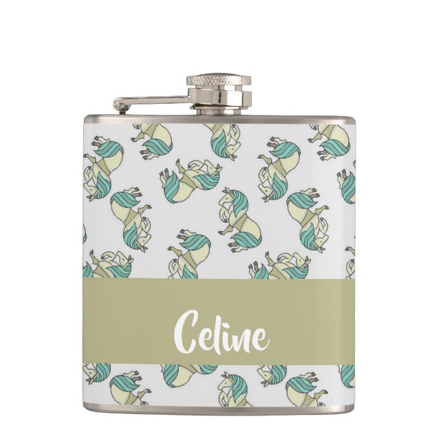 Flasques Custom name cuse horses pattern (Devant)