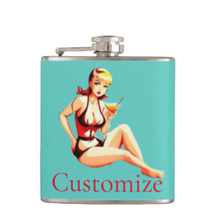 Flasques Cute Blonde Martini Bikini Girl Thunder_Cove