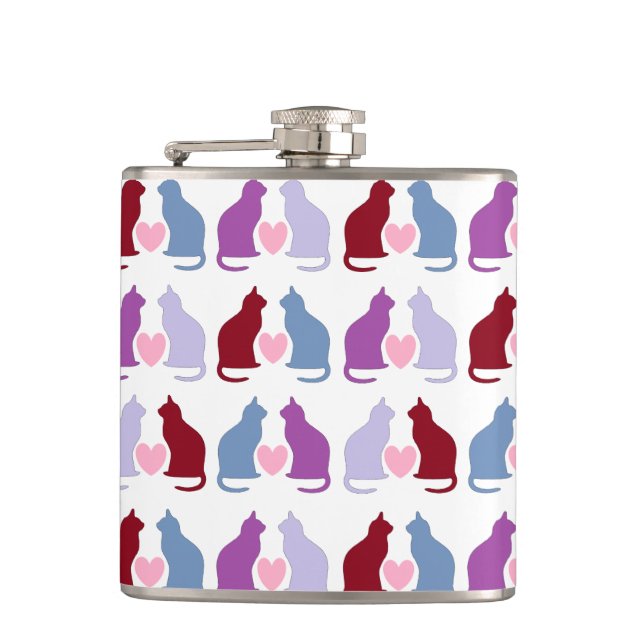 Flasques Cute Chats et Coeurs Motif (Devant)