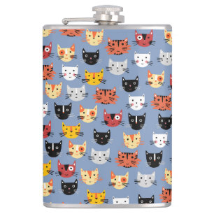 Flasques Cute Funny Kitty Chat Façades Motif Bleu