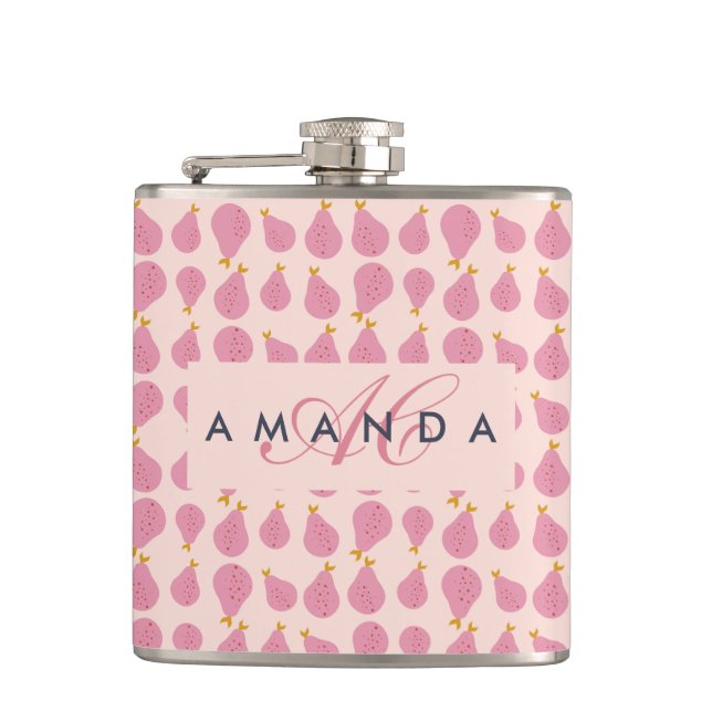 Flasques Cute Girly Feminine Pear Monogramme Cadeaux Initia (Devant)
