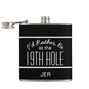 Flasques Cute Golfer 19th Trou Monogrammed Initiales Noir