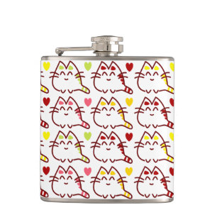 Flasques Cute Kawaii Chats et Coeurs Motif