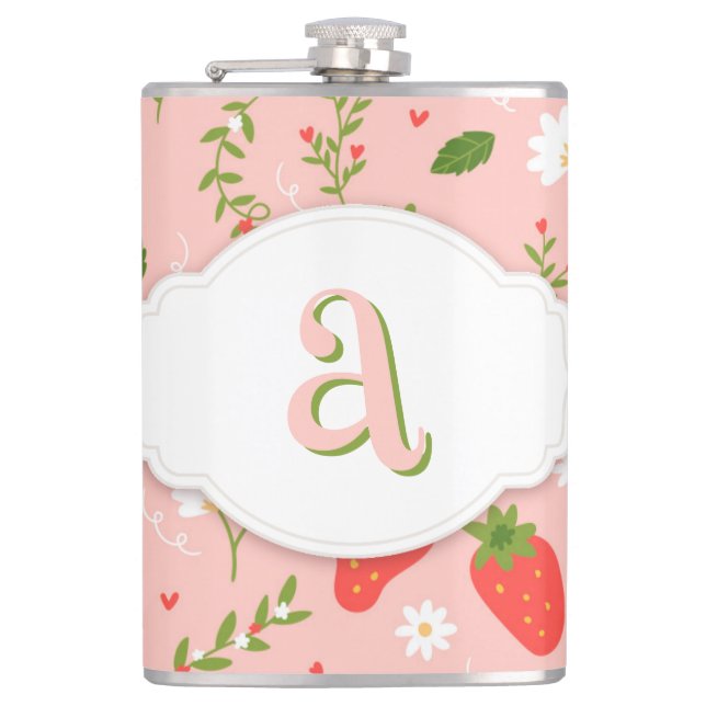 Flasques Cute Motif de fraise vinyle enveloppé (Devant)