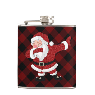 Flasques Dabbing Red Plaid Santa Claus   Fun Rustic Buffalo