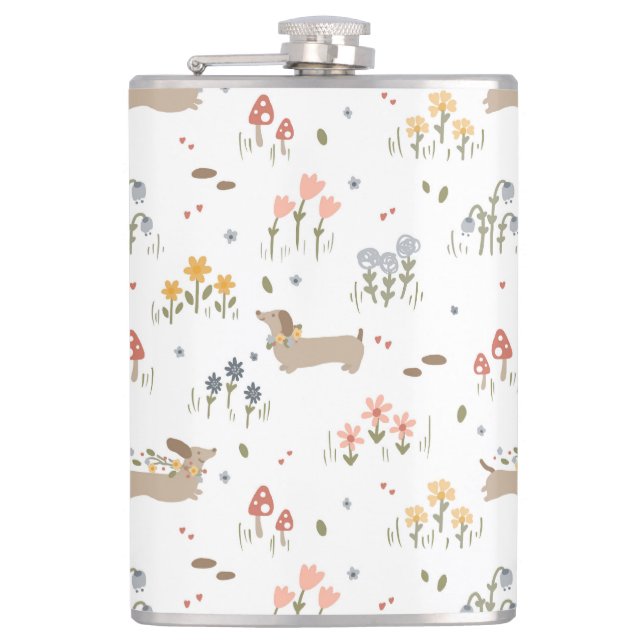 Flasques Dachshund Lover Weiner Chien Saucisse Chien Fleur  (Devant)