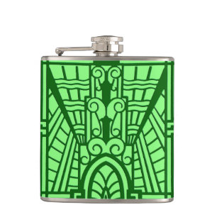 Flasques Déco Motif Architectural, Jade Vert Lumière