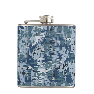 Flasques Décor de camouflage numérique bleu marine