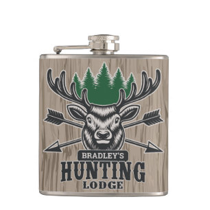 Flasques Deer Elk Hunter AJOUTER NOM Bow Hunter Lodge Cabin
