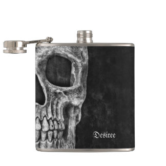 Flasques Demi-Crâne Cool gothique Noir et Blanc Grunge