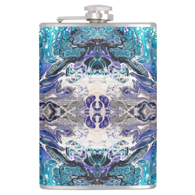 Flasques Design bleu turquoise Abstrait (Devant)