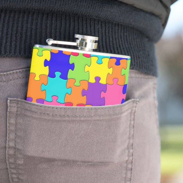 Flasques Design de puzzle coloré (En situation)