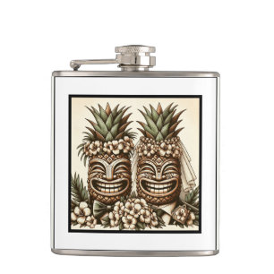 Flasques Deux mariés Gay Ananas Tête Tiki Retro Mariage 
