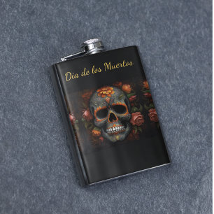 Flasques Dia de los Muertos peint crâne personnalisable