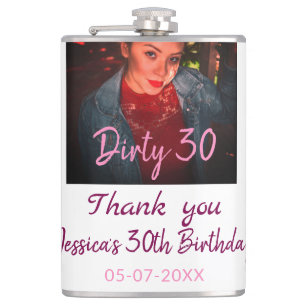 Flasques Dirty 30 Anniversaire ajouter nom rose ajouter dat