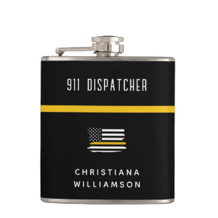 Flasques Dispatcher de ligne d'or mince personnalisée 911