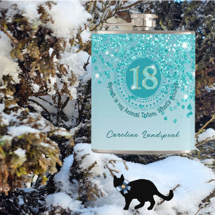 Flasques Dix-huit et Turquoise Parties scintillant bleue et