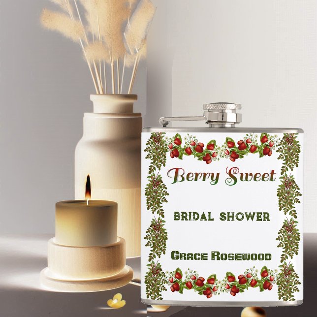 Flasques Douce Fête de Mariage Automne avec Baies et Feuill (Cute Fall Foliage Autumn Berry Sweet Bridal Shower Flask)