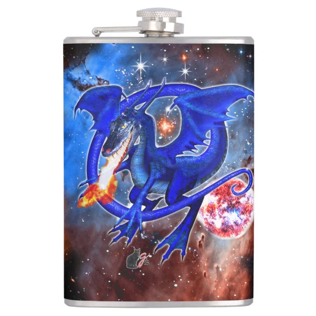 Flasques Dragon cosmique azurite (Devant)