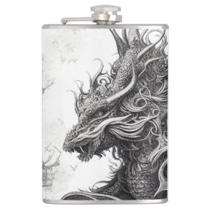 Flasques Dragon Legend Wild Nature Illustration Line Epic