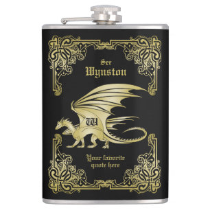 Flasques Dragon Monogramme Gold Frame Couverture De Livre T
