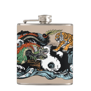 Flasques Dragon vert contre Tigre