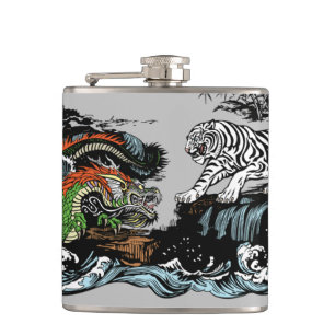 Flasques Dragon vert contre Tigre blanc