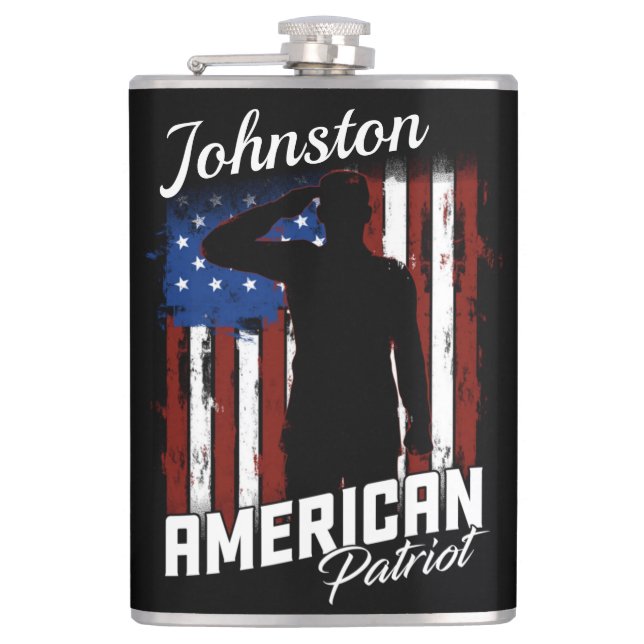 Flasques Drapeau américain personnalisé Patriot Soldier USA (Devant)