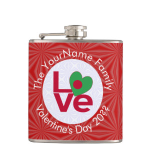 Flasques Drapeau bangladais rouge LOVE personnalisé