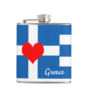 Flasques Drapeau grec et coeur - Grecs fans de voyages/spor