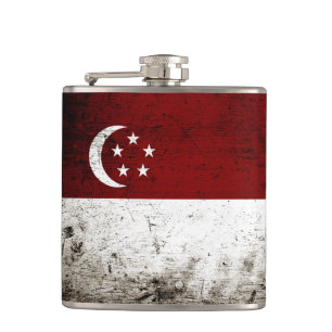 Flasques Drapeau grunge noir de Singapour