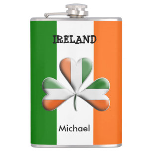 Flasques Drapeau irlandais Tri couleurs Shamrock à thème
