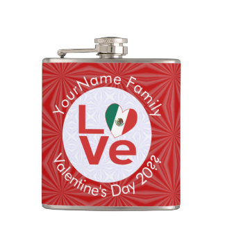 Flasques Drapeau Mexicain Rouge AMOUR