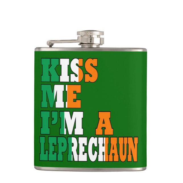 Flasques Drôle Embrasse-moi Je suis un leprechaun (Devant)