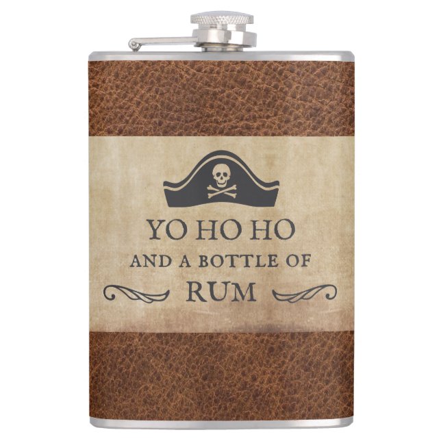 Flasques Drôle Yo Ho Ho et une bouteille de rhum pirate (Devant)