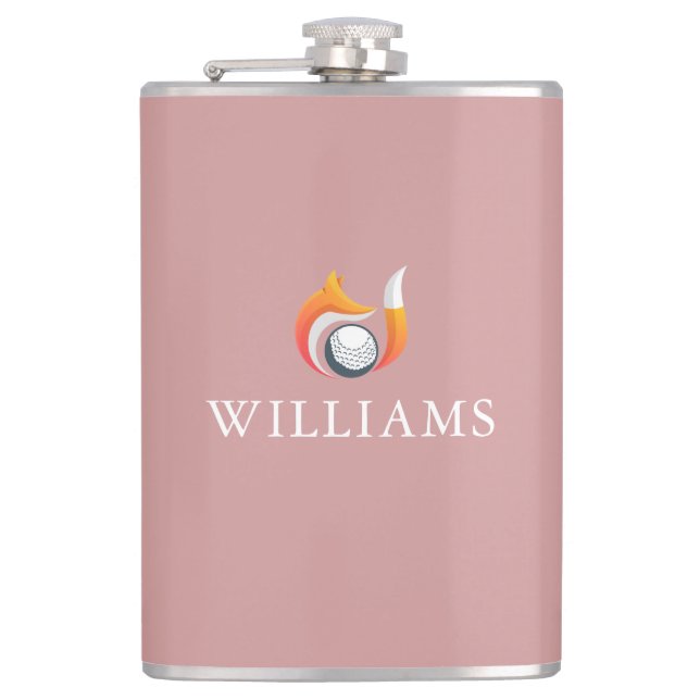 Flasques Dusty Rose Rose Fox Et Golf Ball Nom Personnalisé (Devant)