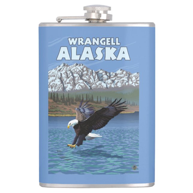 Flasques Eagle chauve plongeant - Wrangell, Alaska (Devant)