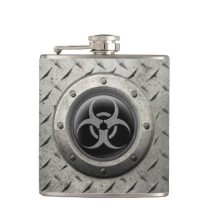 Flasques Effet industriel gris et noir d'acier de Biohazard