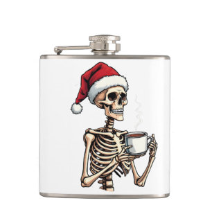 Flasques Éffrayant Halloween Sipping Café Noël Père Noël