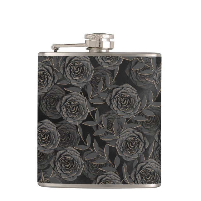 FLASQUES ÉFFRAYANT NOIR HALLOWEEN ROSE (Devant)