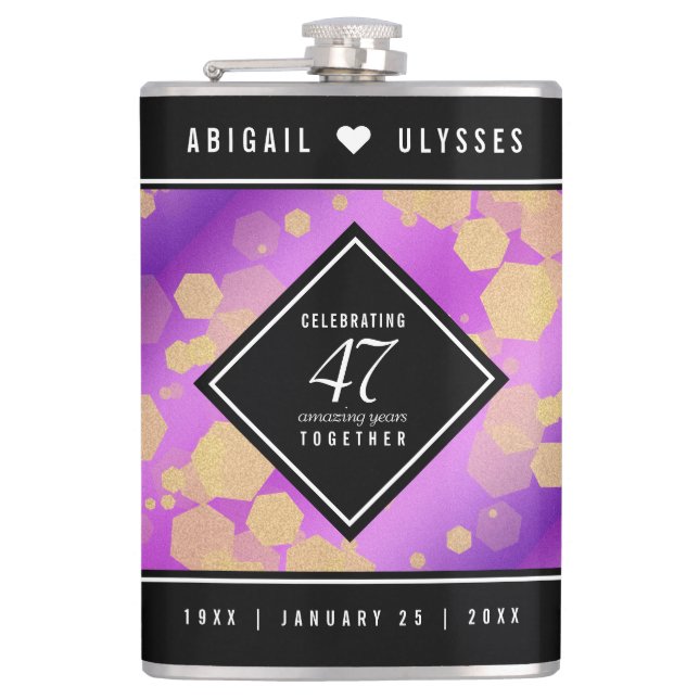 Flasques Élégant 47e anniversaire du Mariage Améthyste (Devant)