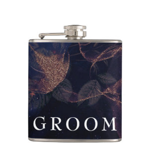 Flasques Élégant Boho foncé violet Rose Gold Groomsmen