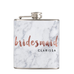 Flasques élégant faux rose or blanc marbre bridesmaid