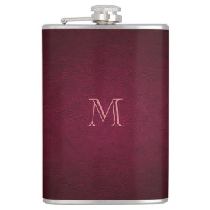 Flasques Élégant monogramme en cuir noir