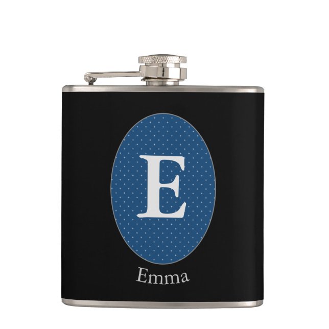 Flasques Élégant Monogramme Personnalisé Bleu (Devant)