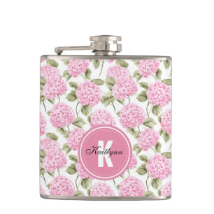 Flasques Élégant Motif de fleurs d'hydragea rose