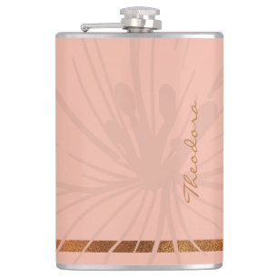 Flasques Élégant motif floral rose or