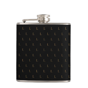 Flasques Élégant Motif Monogramme moderne Noir